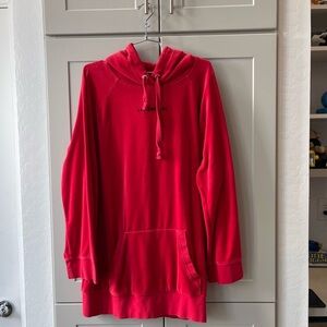 Juicy Couture Red Velvet Oversized Los Angeles California Sweatshirt Dress Large